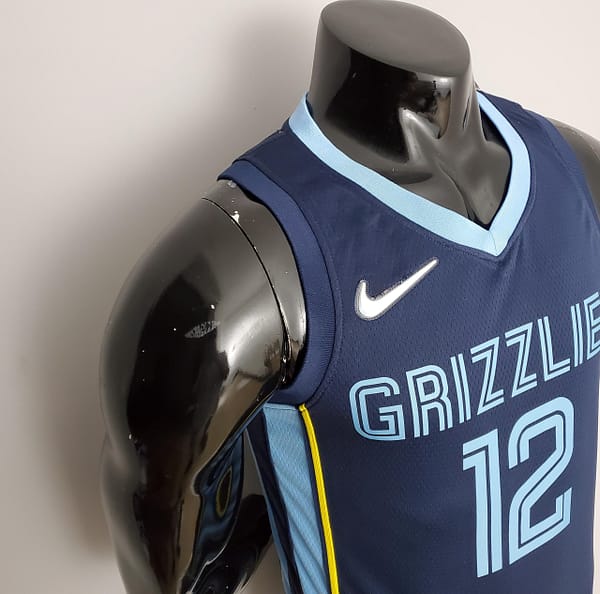 75th Anniversary Memphis Grizzlies MORANT#12 Navy Blue NBA Jersey - Image 7