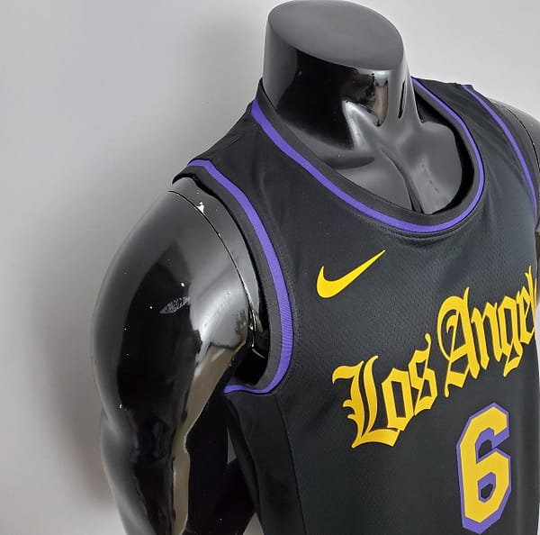 2021 JAMES#6 Los Angeles Lakers Black Latin Black NBA Jersey - Image 3