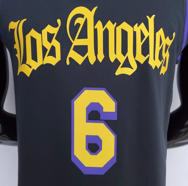 2021 JAMES#6 Los Angeles Lakers Black Latin Black NBA Jersey - Image 6