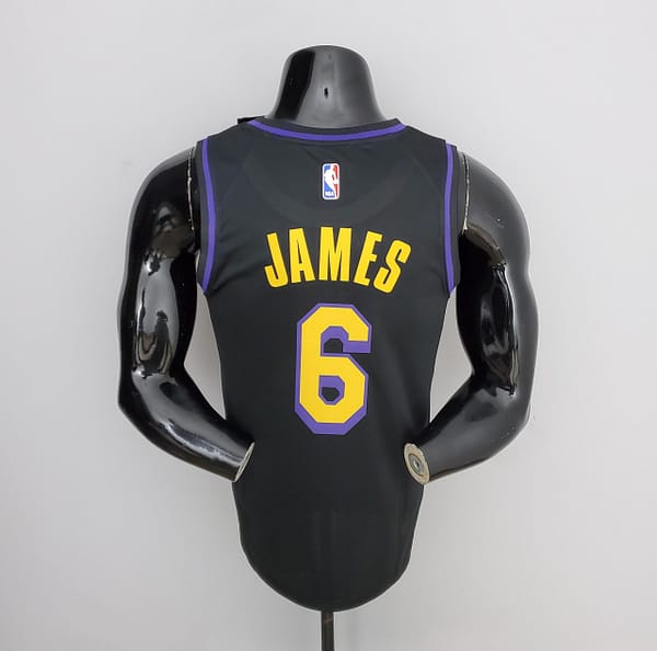 2021 JAMES#6 Los Angeles Lakers Black Latin Black NBA Jersey - Image 9