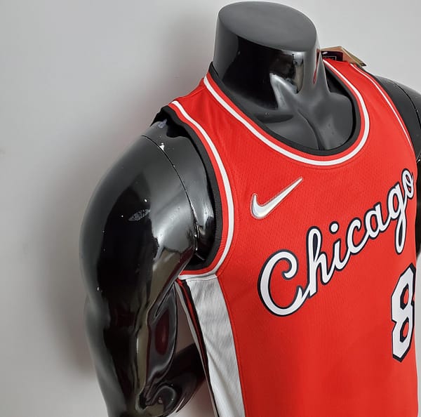 75th Anniversary 2022 Season Chicago Bulls LAVINE#8 City Edition Red NBA Jersey - Image 5