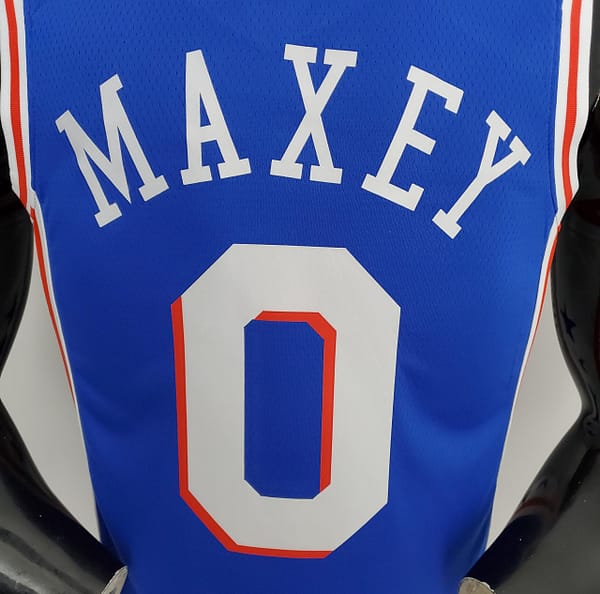 75th Anniversary Philadelphia 76ers MAXEY#0 Blue NBA Jersey - Image 4
