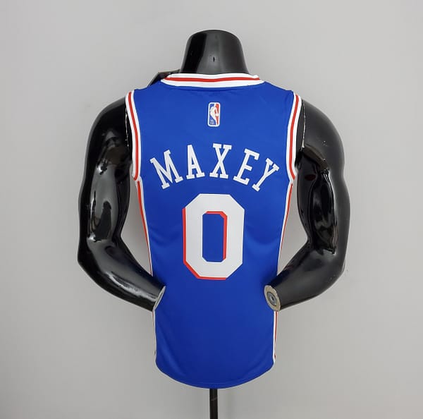 75th Anniversary Philadelphia 76ers MAXEY#0 Blue NBA Jersey - Image 5