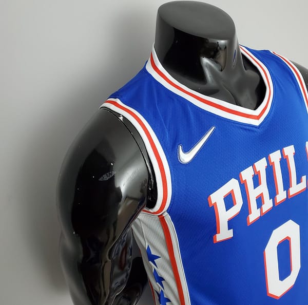 75th Anniversary Philadelphia 76ers MAXEY#0 Blue NBA Jersey - Image 6