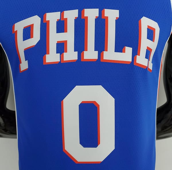 75th Anniversary Philadelphia 76ers MAXEY#0 Blue NBA Jersey - Image 9