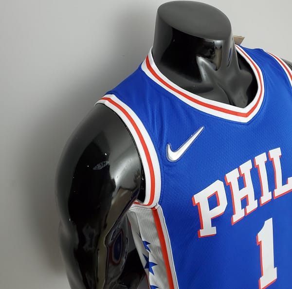 75th Anniversary Philadelphia 76ers HARDEN#1 Blue NBA Jersey - Image 4