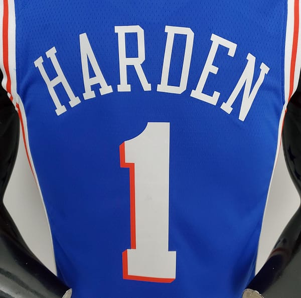 75th Anniversary Philadelphia 76ers HARDEN#1 Blue NBA Jersey - Image 9