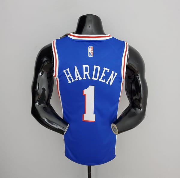 75th Anniversary Philadelphia 76ers HARDEN#1 Blue NBA Jersey - Image 10
