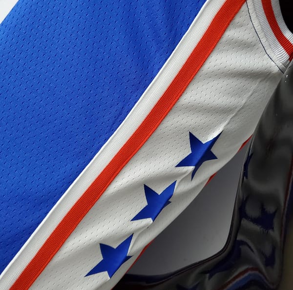 75th Anniversary Philadelphia 76ers EMBIID#21 Blue NBA Jersey - Image 4