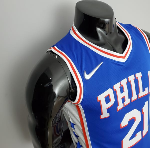 75th Anniversary Philadelphia 76ers EMBIID#21 Blue NBA Jersey - Image 5