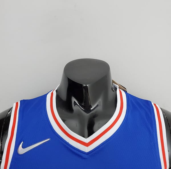 75th Anniversary Philadelphia 76ers EMBIID#21 Blue NBA Jersey - Image 7