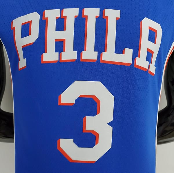 75th Anniversary Philadelphia 76ers IVERSON#3 Blue NBA Jersey - Image 8