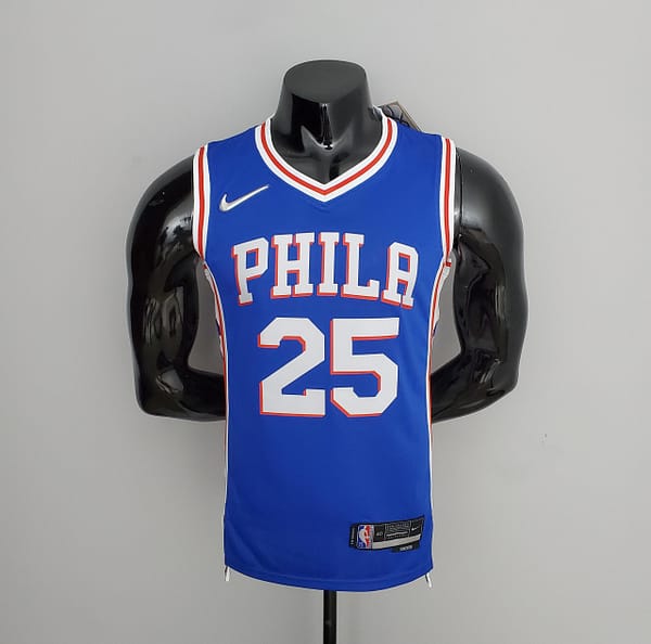 75th Anniversary Philadelphia 76ers SIMMONS#25 Blue NBA Jersey