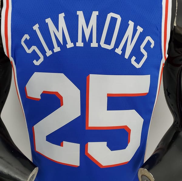 75th Anniversary Philadelphia 76ers SIMMONS#25 Blue NBA Jersey - Image 3