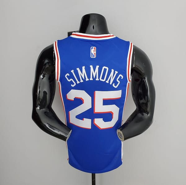 75th Anniversary Philadelphia 76ers SIMMONS#25 Blue NBA Jersey - Image 4