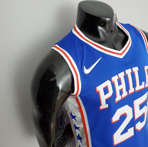 75th Anniversary Philadelphia 76ers SIMMONS#25 Blue NBA Jersey - Image 7