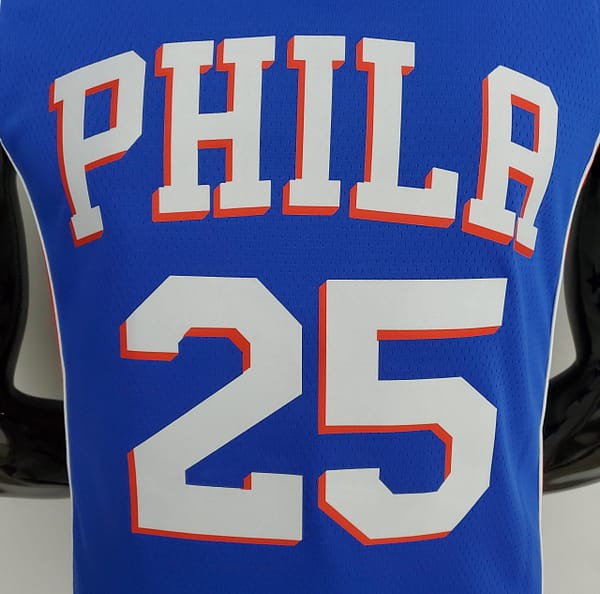 75th Anniversary Philadelphia 76ers SIMMONS#25 Blue NBA Jersey - Image 10