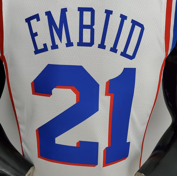 75th Anniversary Philadelphia 76ers EMBIID#21 White NBA Jersey - Image 4