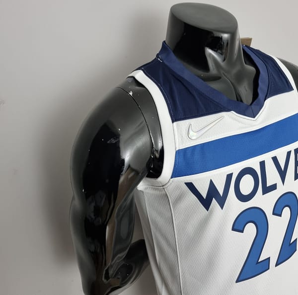 75th Anniversary Minnesota Timberwolves Wiggins #22 Royal White NBA Jersey - Image 3