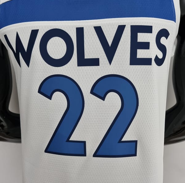 75th Anniversary Minnesota Timberwolves Wiggins #22 Royal White NBA Jersey - Image 6