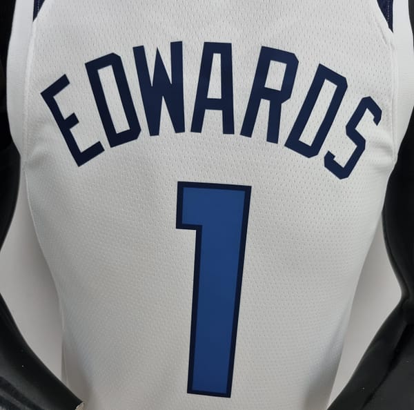 75th Anniversary Minnesota Timberwolves Edwards #1 White NBA Jersey - Image 3