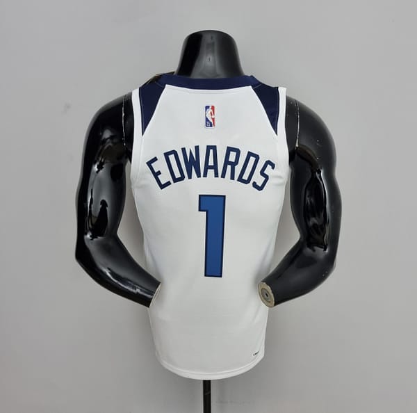 75th Anniversary Minnesota Timberwolves Edwards #1 White NBA Jersey - Image 4