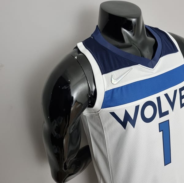 75th Anniversary Minnesota Timberwolves Edwards #1 White NBA Jersey - Image 5