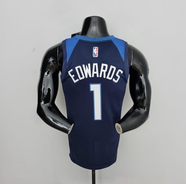 75th Anniversary Minnesota Timberwolves Edwards #1 Royal Blue NBA Jersey - Image 4