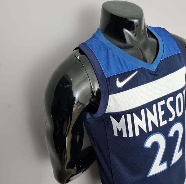 75th Anniversary Minnesota Timberwolves Wiggins #22 Royal Blue NBA Jersey - Image 3
