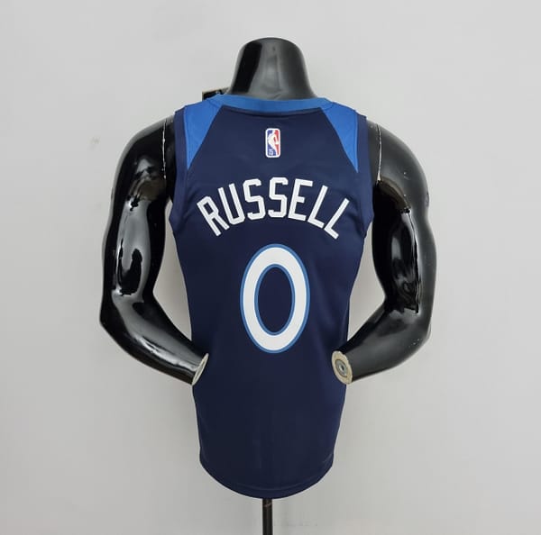 75th Anniversary Minnesota Timberwolves Russell #0 Royal Blue NBA Jersey - Image 2