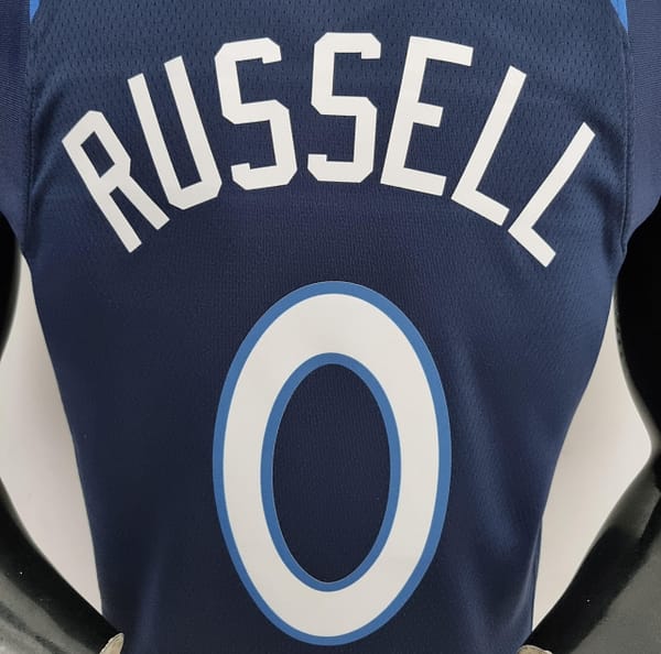 75th Anniversary Minnesota Timberwolves Russell #0 Royal Blue NBA Jersey - Image 4