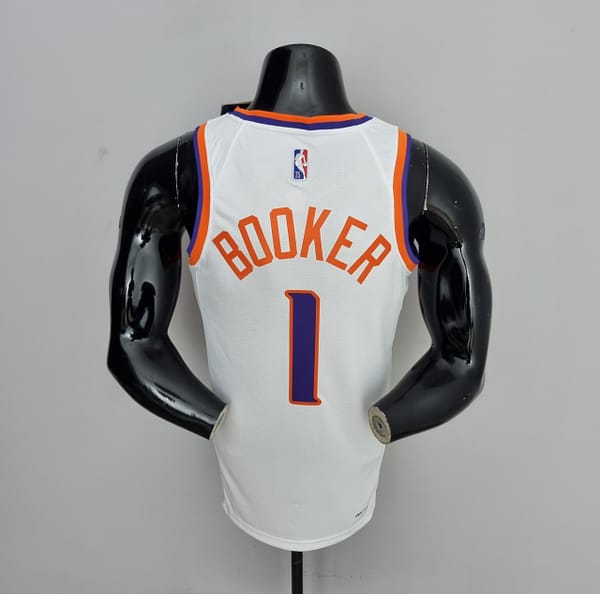 75th Anniversary Booker #1 Phoenix Suns White NBA Jersey - Image 3
