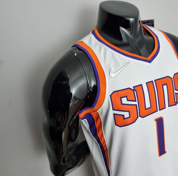 75th Anniversary Booker #1 Phoenix Suns White NBA Jersey - Image 6
