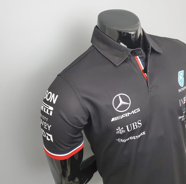 F1 Formula One racing suit; Mercedes POLO Black S-5XL - Image 2