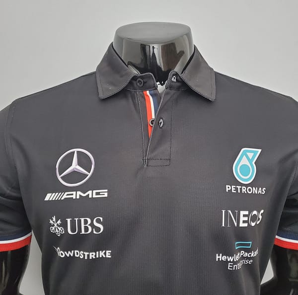 F1 Formula One racing suit; Mercedes POLO Black S-5XL - Image 7