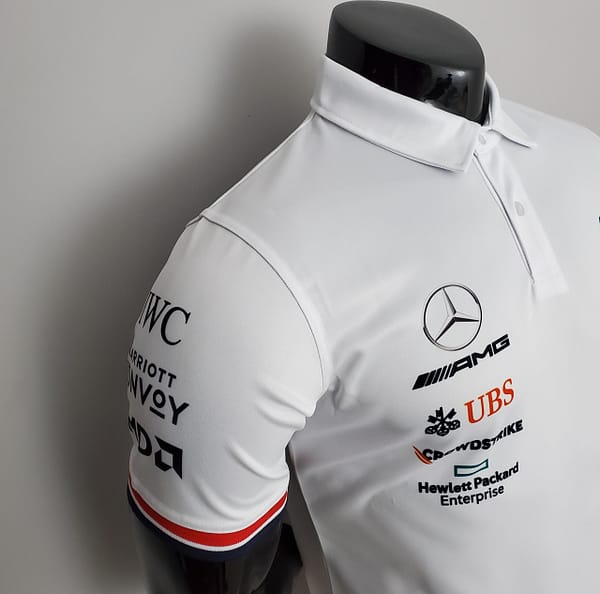 F1 Formula One 2022 Racing Suit Mercedes Polo White S-5XL - Image 5