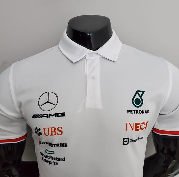 F1 Formula One 2022 Racing Suit Mercedes Polo White S-5XL - Image 8