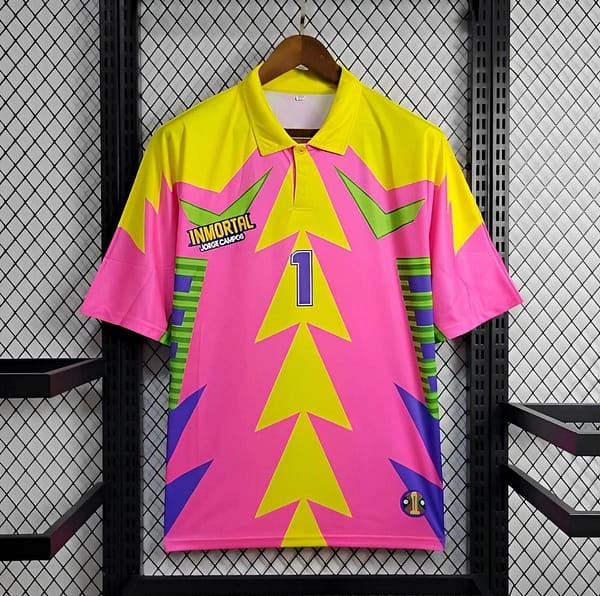 Retro 1998 Mexico Goalkeeper CAMPOS 1 WORLD CUP CAMPOS 1 Home Pink Jersey