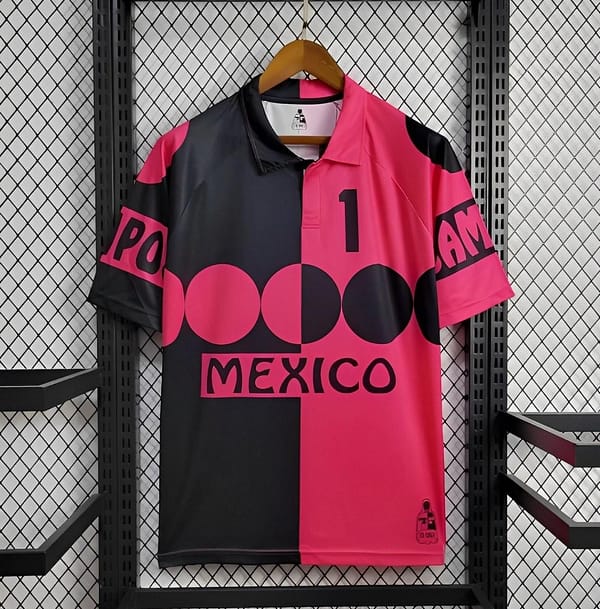 Retro 1998 Mexico CAMPOS 1 Home Black Pink Jersey