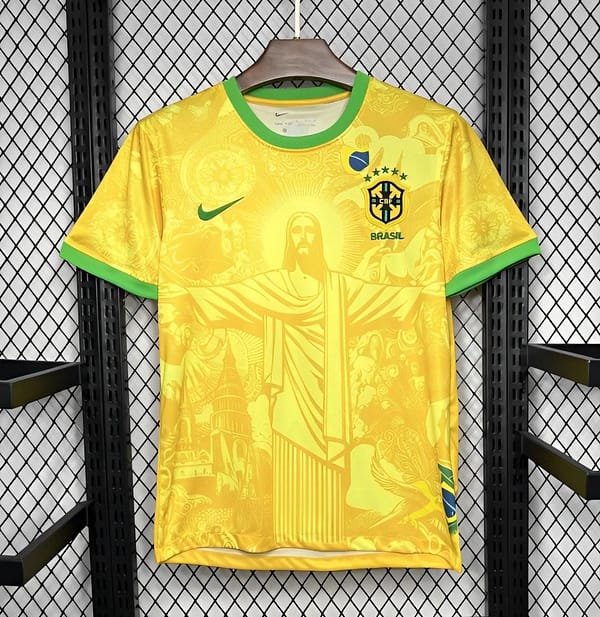 2024 Brazil Christ Yellow Goalkeeper Special Jersey
