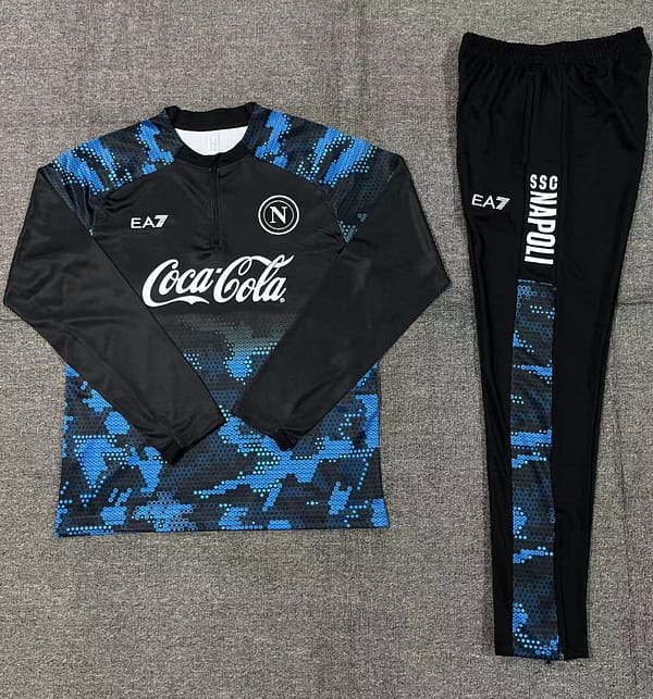 24/25 Kids Napoli Black/Blue Half Zipper Jacket+Long Pants - Image 2