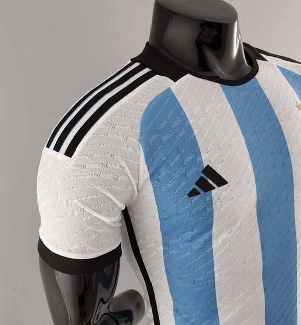 Player Version 3 Stars 2022 Argentina Home Jersey With World Cup Champion Patches - Image 5
