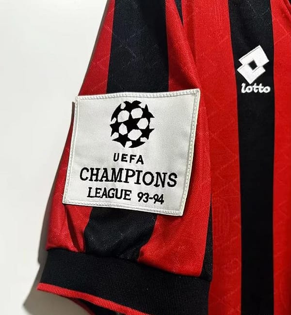 Retro 93/94 AC Milan Home Champion League Jersey With Patches - Image 4