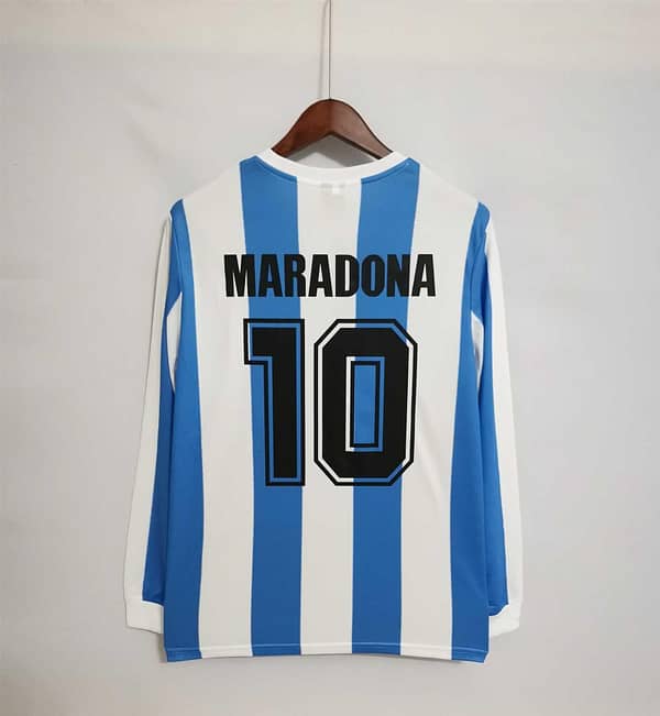 Retro 1986 Argentina Home Long Sleeve Jersey - Image 8