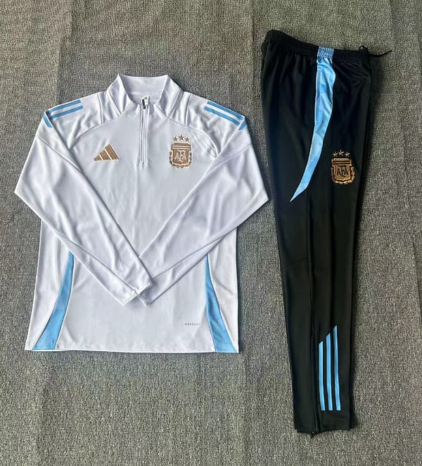 24/25 Kids Argentina White Half Zipper Jacket+Long Pants - Image 2