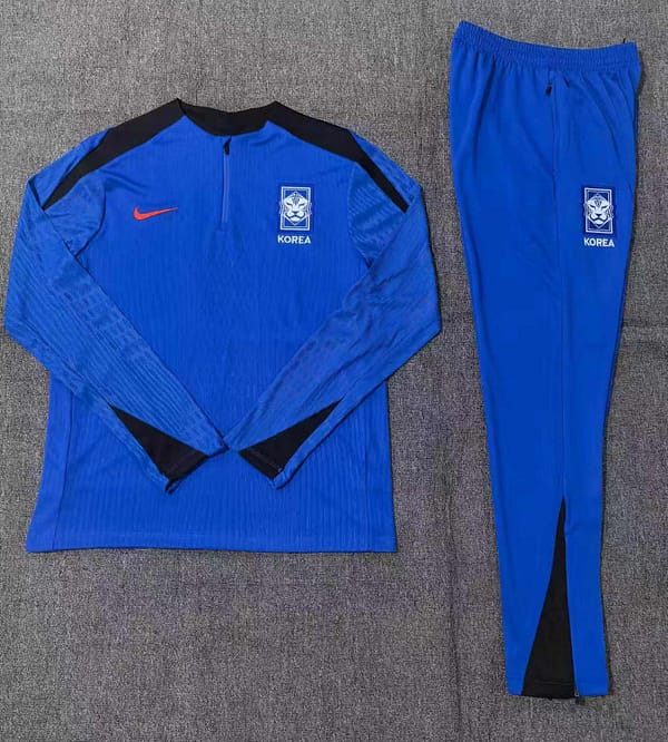 2024 Kids South Korea Blue Half Zipper Jacket+Long Pants - Image 2