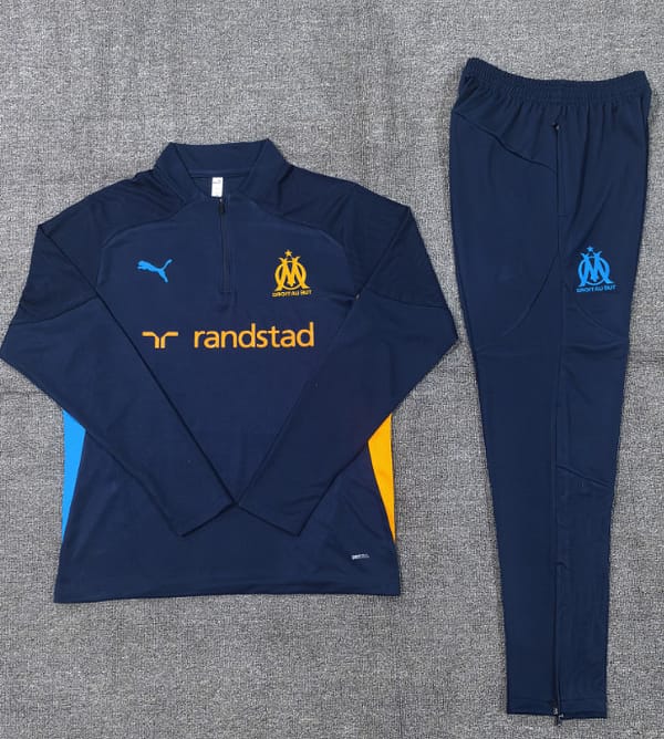 24/25 Kids Olympique Marseille Navy Orange Zipper Jacket+Long Pants - Image 2