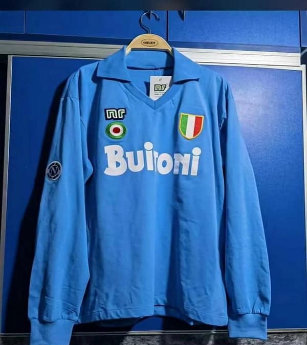 Retro 87/88 SSC Napoli Home Long Sleeve Jersey - Image 2
