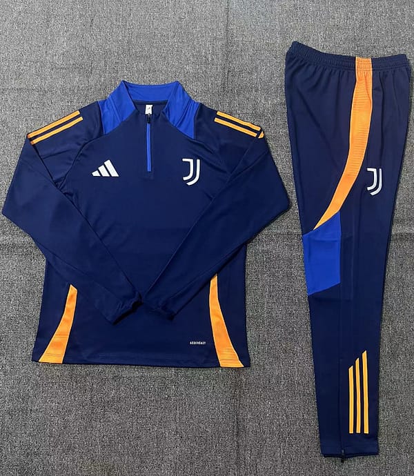 24/25 Kids Juventus Navy Half Zipper Jacket+Long Pants - Image 2