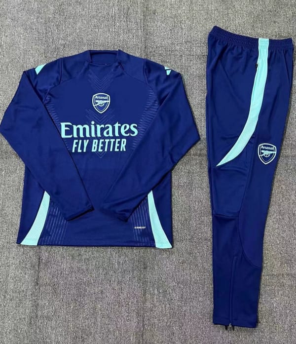 24/25 Kids Arsenal Blue Half Zipper Jacket+Long Pants - Image 2